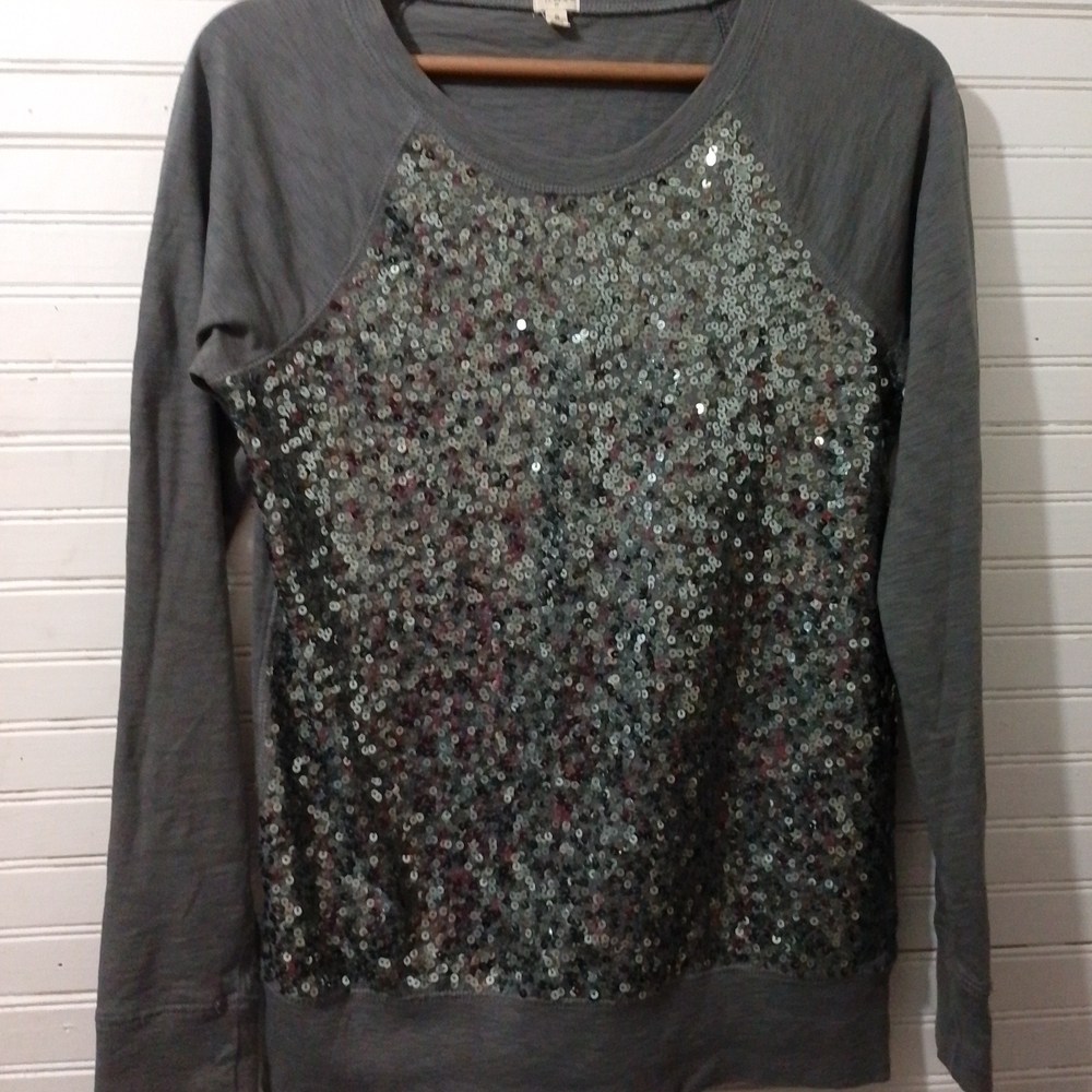 J. Crew Gray Sequin Sweatshirt